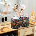 thumbnail image 3 of Yayeee 4 Pack Qtip Holder Bathroom Cotton Swab Canister with Lid Clear Dispenser Set, Blue Colorful Flowers, 3 of 6
