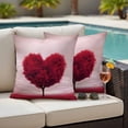 thumbnail image 5 of Valentine's Day Pillow Covers 2 Pack Romantic Spring Red Maple Leaf Love Heart Tree Dark Pink Pillowcase Waterproof Outdoor Throw Pillow Cover for Patio Garden Square Cushion 20”x20”, 5 of 9