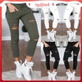 thumbnail image 3 of Pantalones Para Mujer De Cintura Alta Jeans Elásticos De Mezclilla Destrozan Desgastados Flacos Rotospangjing, 3 of 4
