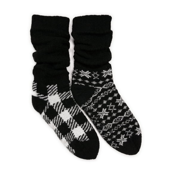 MUK LUKS Women's Tall Slouch Cabin Socks, 2-Pack, OSFM