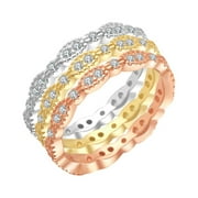 Eternity Wedding Band Ring Set Sterling Silver Cz Womens Ginger Lyne Collection
