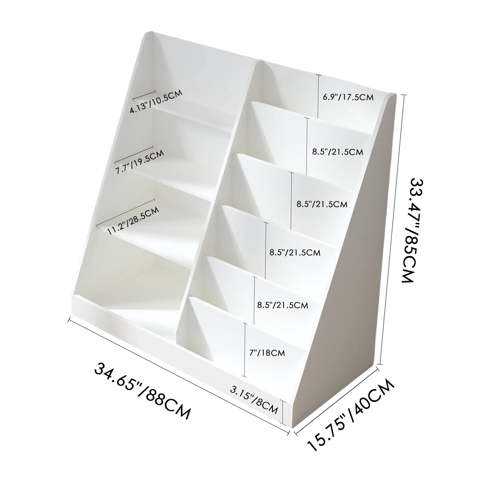 Aukfa Kids Bookshelf and Toy Storage Organizer w/ Bookcase Display Stand, White