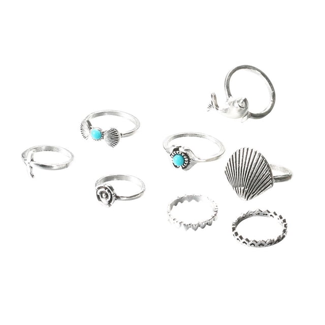 Joyas retro para mujer, 8 piezas, anillo geométrico, anillos con piedras preciosas con personalidad