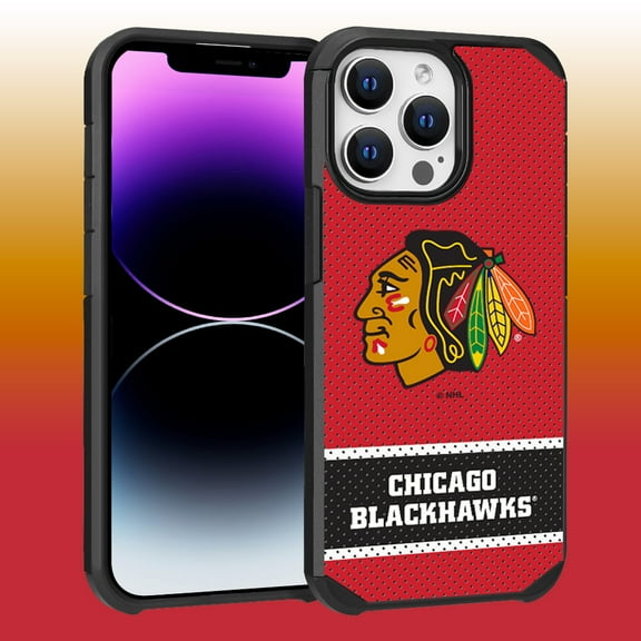 Apple iPhone 14 Pro Max (6.7) - NHL Licensed Chicago Blackhawks Team Logo on Jersey Textured Dual Layer Case