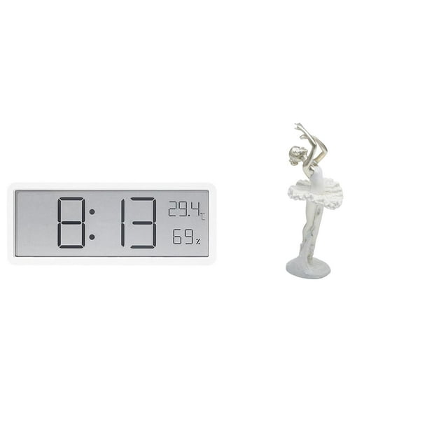 Reloj de pared digital con pantalla multifuncional, reloj de escritorio con , estatua de bailarina sencilla, adorno de material premium