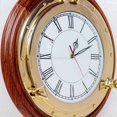 thumbnail image 5 of Nagina International 16" Premium Wood Base Nautical Porthole Brass Time's Clock | Wall Decor | Pirates Maritime Gift, 5 of 6