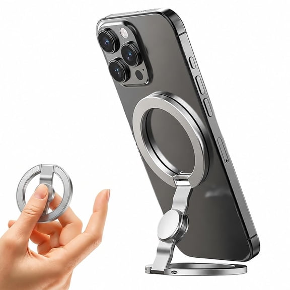 Magnetic Phone Stand, 2026 New Foldable Magnetic Phone Holder | Universal 360° Rotation Double Sided Folding Phone Holder for Gym, Kitchen, Car, Desk