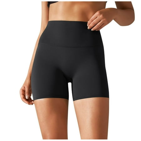 Olyvenn Women s High Waist Yoga Shorts Tummy Control Workout Running Biker Hot Pants Yoga Shorts for Women Trendy 2024 Black 6
