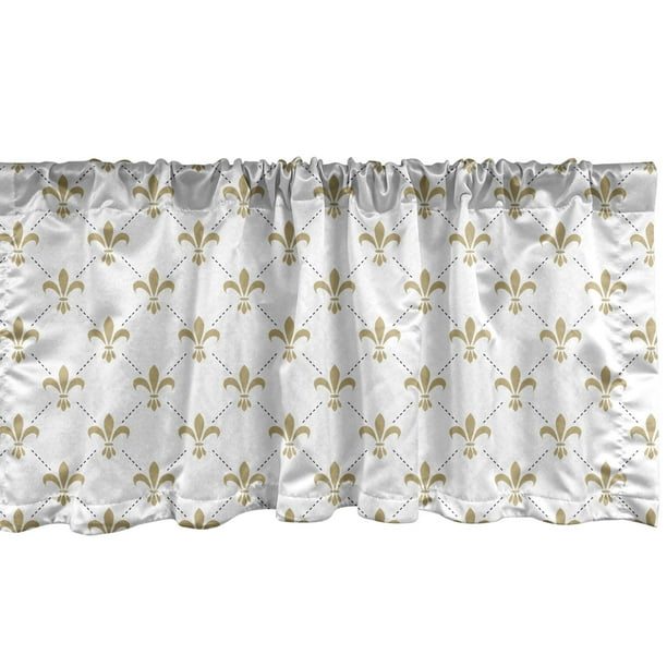 Ambesonne Fleur De Lis Window Valance Pattern Vintage Flower Royal Design Curtain For Kitchen Bedroom Decor With Rod Pocket 54 X 18 White Yellow Com Ambesonne Fleur De Lis Window Valance, Fleur De Lis Curtains