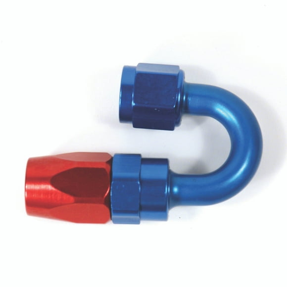 SpeedFX Hose End Fitting 510880 Full Swivel; -8AN; 180 Degree; Anodized; Red/Blue; Aluminum; Single
