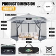 thumbnail image 4 of SANOPY 16'x16' Pop up Gazebo with 6-Sided Mosquito Netting, Patented Center Lock Pop up Screen Gazebo Canopy Instant Shelter for Deck and Lawns, Light Gray, 4 of 7