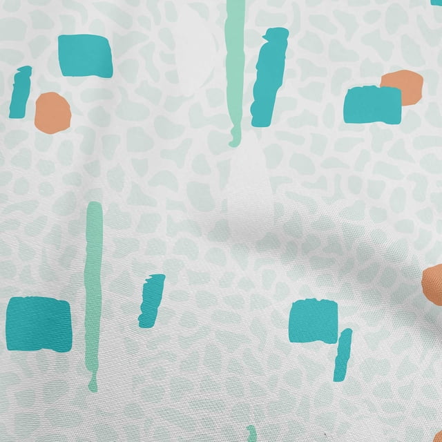 oneOone Polyester Spandex Teal Green Fabric Geometric Abstract Shapes With Animal Print Sewing Craft Projects Fabric Prints By Yard 56 Inch Wide