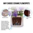 thumbnail image 4 of Noble House Lauren Gradient Ceramic Planter Set, Glossy Indoor Outdoor Pots with Drainage, Set of 2, White + Brown, 4 of 9