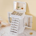 thumbnail image 4 of Sfugno Jewelry Armoire,Standing Jewelry Cabinet with 7 Drawers,2 Side Doors and Top Flip Makeup Mirror,White, 4 of 8