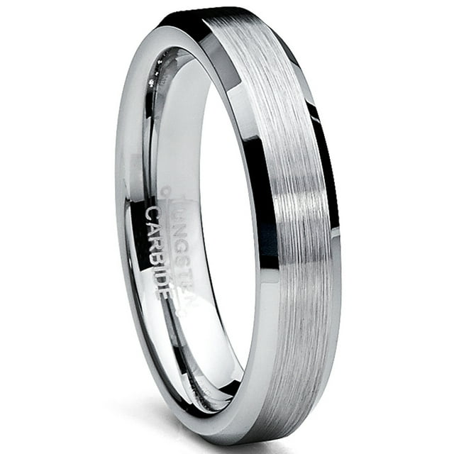 Bague Alliance Anniversaire pour Homme en Carbure de Tungstène Brossé, Ajustement Confortable, 4 mm