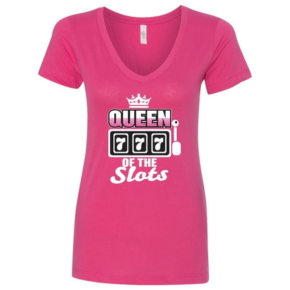 Inktastic Queen of the Slots Women's V-Neck T-Shirt