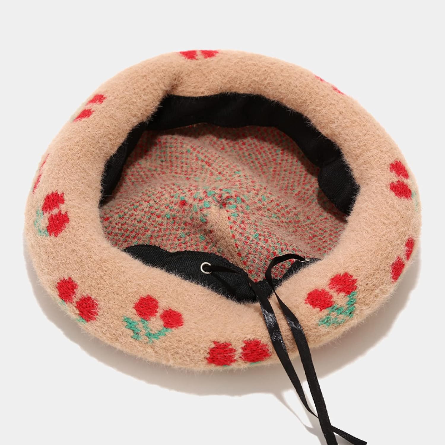 YooGuoGuo Wool Warm Beret Hats for Women Cute Cherry Design Hat Outdoor Fruit Painter Winter Autumn Bonnet Caps
