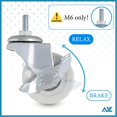 thumbnail image 3 of M6 Threaded Stem Caster Wheels, 2 Inch PVC Silent, No Noise and No Scratch Castor Wheels, Replacement for Tiny Shelving, Slide Storage Cart for Office, Kitchen & Laundry Room, Set of 2 Brake 2 Swivel, 3 of 4