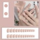 thumbnail image 4 of 24pcs Pink French Tip Press On Nails Medium Square Fake Nails Glossy Full Cover Glitter Powder Stick On Nails False Nails With White Edge Design, Artificial Acrylic Nails With Glue Sticker For Women G, 4 of 4