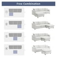 thumbnail image 3 of Royard Oaktree Sectional Sofa Couch, Modern L Shaped Couch with 2 Pillows, 3 Seat Polyester Fabric Sofa Sectional Set with Convertible Ottoman for Living Room, Apartment, Office, White, 3 of 9