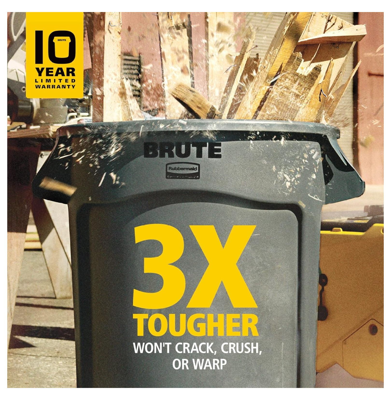20 Gallon Round Trash Can - Heavy Duty Brute Waste Container for Home, Office, Construction - Black