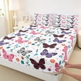 thumbnail image 4 of Erosebridal Teens Girls Colorful Butterflies Full Size Sheets 4-Piece,Floral Love Heart Bed Sheets, 4 of 5