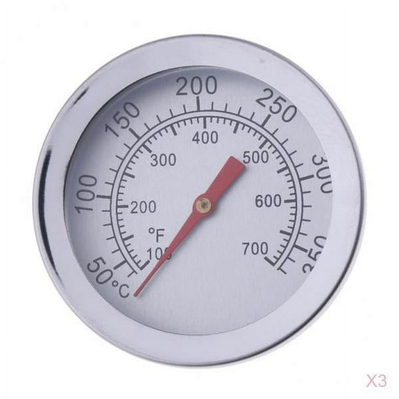 koolsoo 3pcs BBQ Grill Thermometer Stainless Steel 50-350 degreeC Temp Gauge Easy to Use