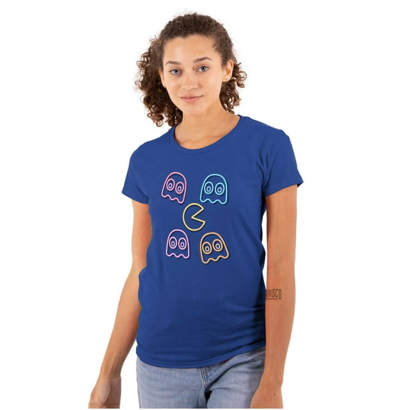 Retro PACMAN Character Silhouettes Womens Slim Fit Graphic Tee Brisco Brands S