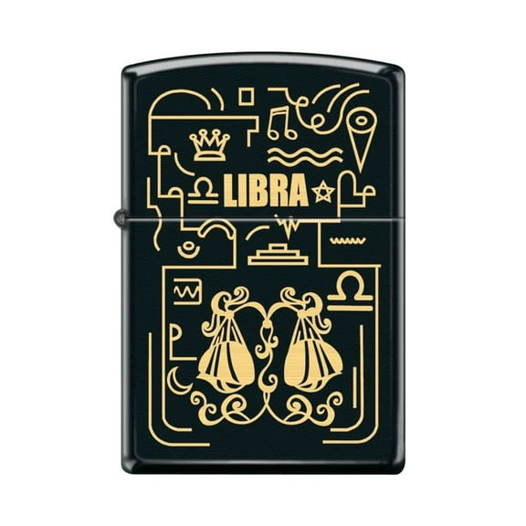 Zippo Lighter - Personalized Custom Message Engraved on Backside for Libra Zodiac Black Matte #Z5304