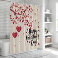 thumbnail image 5 of Happy Valentines Day Shower Curtain Set - Long 72" x 84" Washable Bathtub Curtain with 12 Hooks, Red Love Branches Spring Beige Waterproof Fabric Stall Shower Curtains for Bathroom/Bathtub Décor, 5 of 6
