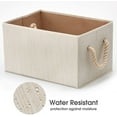 thumbnail image 4 of Set of 3 Bamboo Large Fabric Storage Baskets Organizer with Cotton Rope Handle, Collapsible Container Box for Closet Cubby Shelves -Beige, 4 of 8