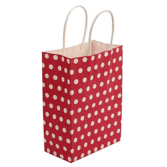 ROMANSENTIAL 20Pcs Red Paper Carrier Bags for Shopping and Packaging at Birthday Events