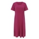 thumbnail image 1 of Vestido informal de mujer, de manga corta, cuello redondo, holgado y con bolsillos, en color liso., 1 of 4