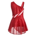 thumbnail image 3 of TiaoBug Girls Christmas Candy Cane Costume Shiny Sequins Ballet Dance Leotard Dress Red 12, 3 of 7