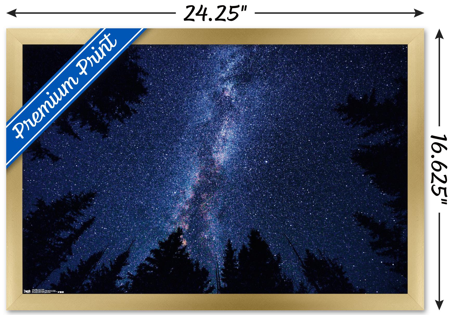 Milky Way At Night Wall Poster, 14.725" x 22.375", Framed
