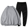 thumbnail image 2 of KaLI_store 2 Piece Set for Men Men'S 2 Piece Outfits Solid Color Graphic Lined Pullover Sweatshirt and Thermal Sweatpants Tracksuit Set Light Gray,L, 2 of 4