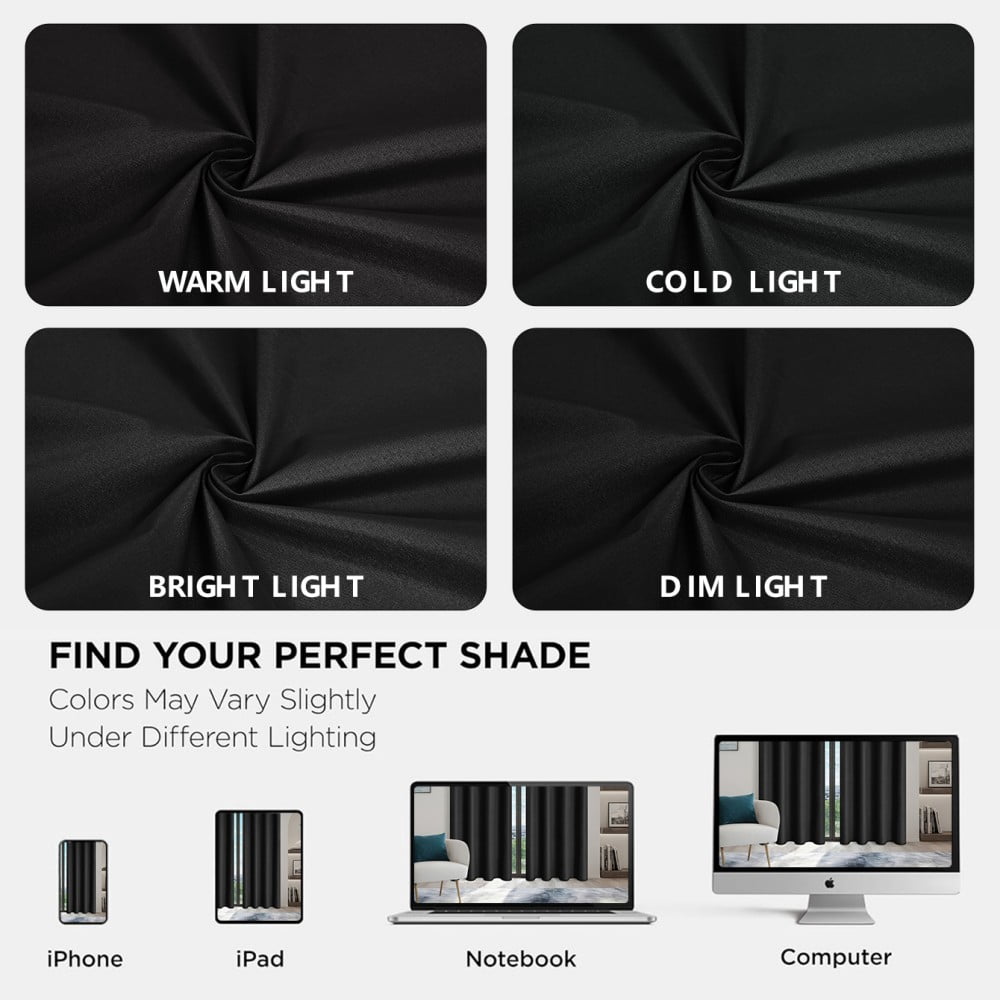Blackout Curtains, Blackout Curtains Set of 2 Panels, Thermal Insulated Room Darkening Curtains for Bedroom, Privacy Protection & Noise Reducing