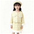 thumbnail image 6 of Zylanna Girls' Outfit Sets, Knit Spring Classic Plaid Three-Piece Set Holiday Party Skirts Yellow Size 110/3T, 6 of 8