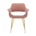 thumbnail image 3 of Dining Chair with Flared Curved Arms and Angled Metal Legs, Set of 2, Pink - Saltoro Sherpi, 3 of 5