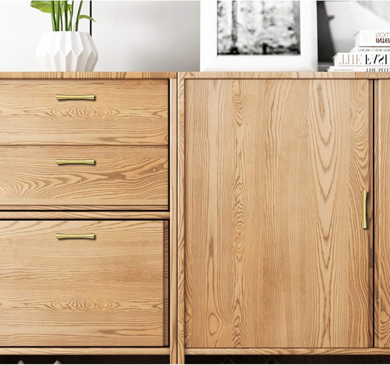 Gamvdout 1 Pieces Kitchen Cabinet Handle Brushed Brass Bathroom Drawer Pulls Gold Wardrobe Door Knobs Knobs for Chest of Drawers Golden Cabinet Pulls