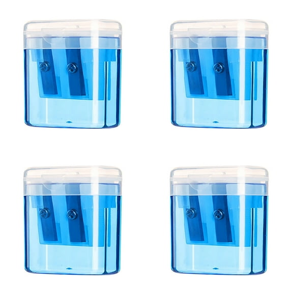 Pencil Sharpeners, Manual Pencil Sharpeners, 12PCS Blue Dual Holes Pencil Sharpener with Lid, Portable Pencil Sharpener for Adults Office