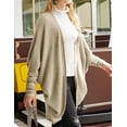 thumbnail image 2 of Doublju Womens Long Dolman Sleeve Open Front Round Shape Waffle Cardigan, 2 of 5