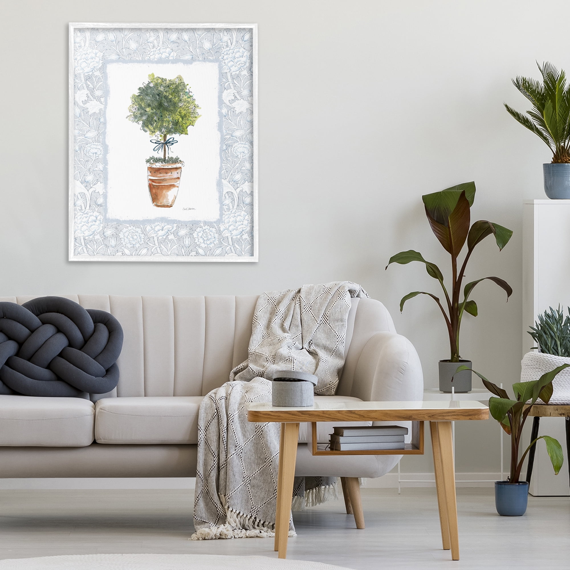Stupell Industries Potted Topiary in Terracotta White Framed Giclee Art, design by Carol Robinson