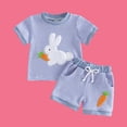 thumbnail image 7 of ITSAME Newborn Infant Girls Outfit Set, Crewneck T-Shirt and Shorts 2-Piece Cute Embroidery Fashion Casual Set Blue 12-18M, 7 of 7