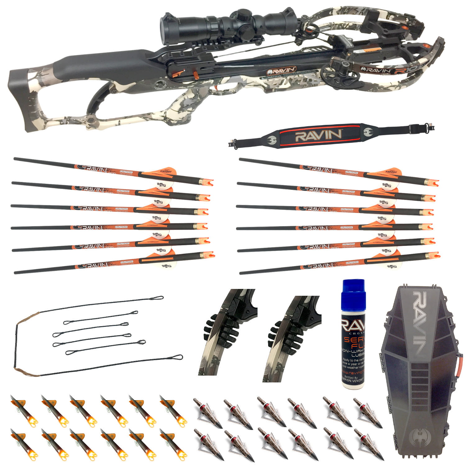 ravin-crossbows-r10-camo-kit-with-hard-case-and-arrow-broadhead-bundle
