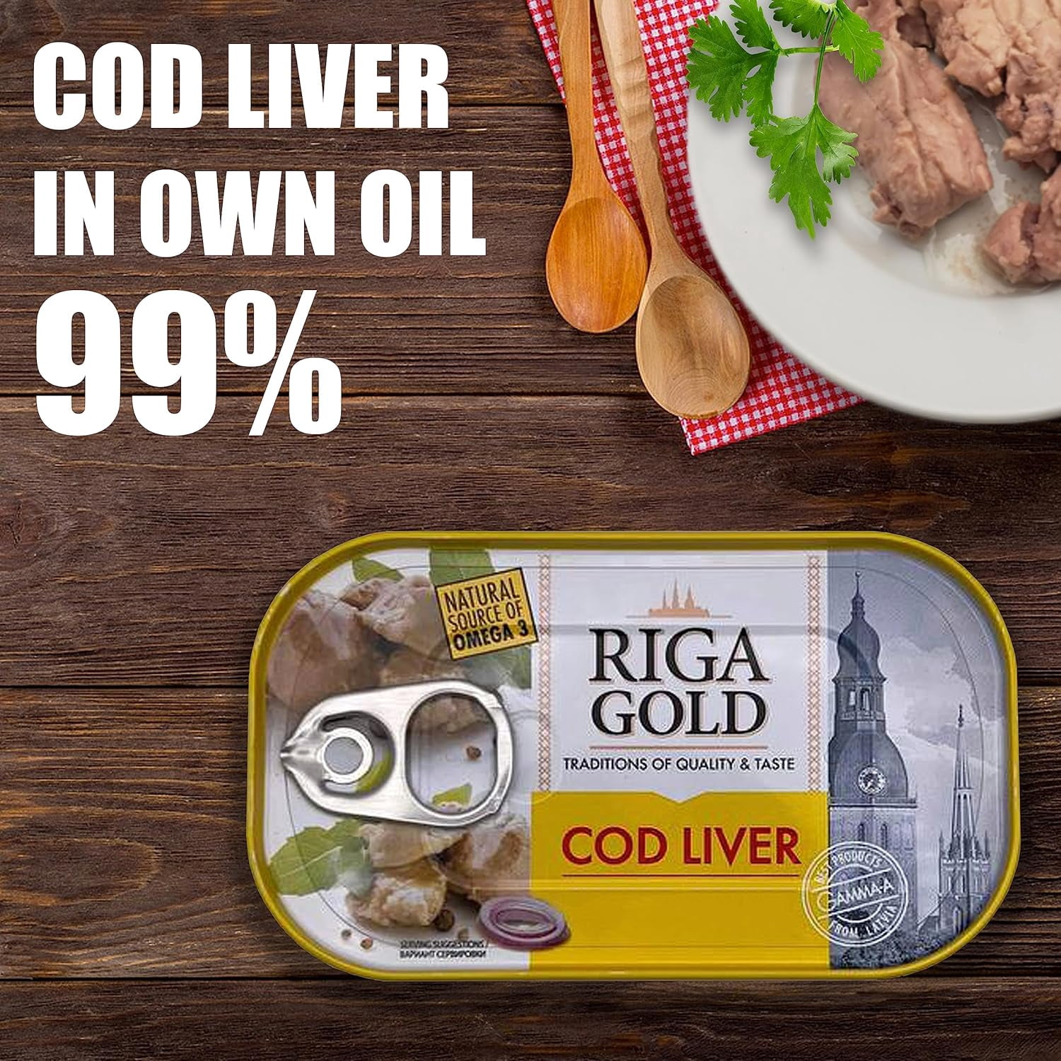 Riga Gold Cod Liver in Own Oil 4.27oz, Pack 12