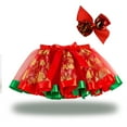 thumbnail image 2 of Odeerbi Kids Girls Layered Tutu Skirt Christmas Tulle Dance Skirts Toddler Baby Cute Christmas Net Yarn Princess Skirt Multi-color Skirt Bow Hairpin Suit Green 9-10 Years, 2 of 8