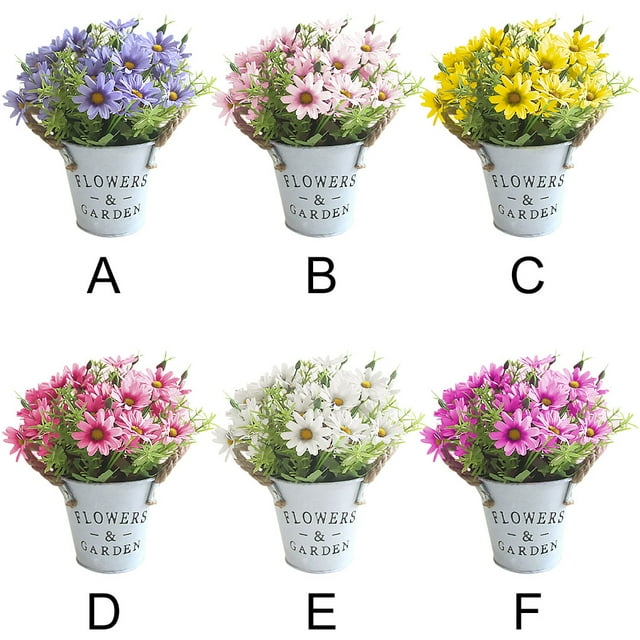 Artificial Flower Pot Home Office Desktop Vintage Style Fake Floral Decor Potted Plant
