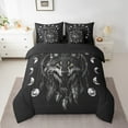 thumbnail image 2 of Manfei Jungle Animal Wlof Bed in a Bag King Size,Gray Dreamcatcher Bed Set,Lunar Eclipse Super Cozy Bedroom Decoration Reversible,7 Pieces, 2 of 7
