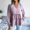 thumbnail image 2 of USSUMA Women Tops Dressy Casual Long Sleeve, Women Long Sleeve Ruffle Hem Peplum Tops Casual Tiered Swing Tops Loose Fitting Swing Blouse T-Shirts Fall Female, 2 of 6